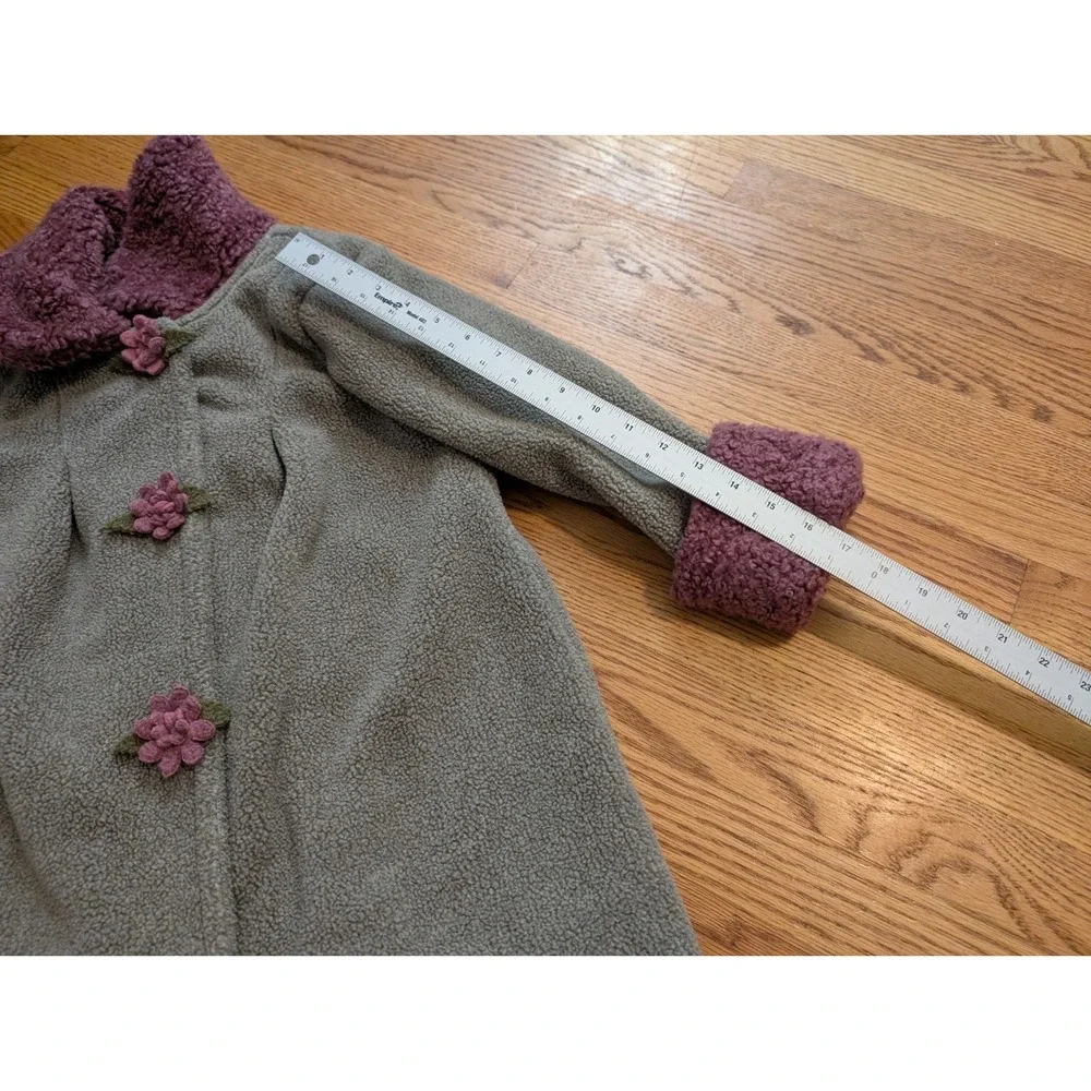 Bitty Buttons Girls Coat Handmade in‎ Minnesota Gray & Mauve Flower Size 8